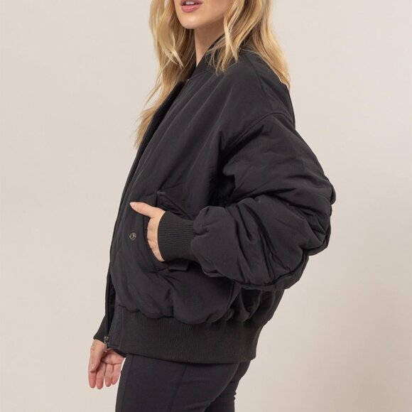 Oversized Bomber Puffer Jacket | BLACK - Picture 4 of 5